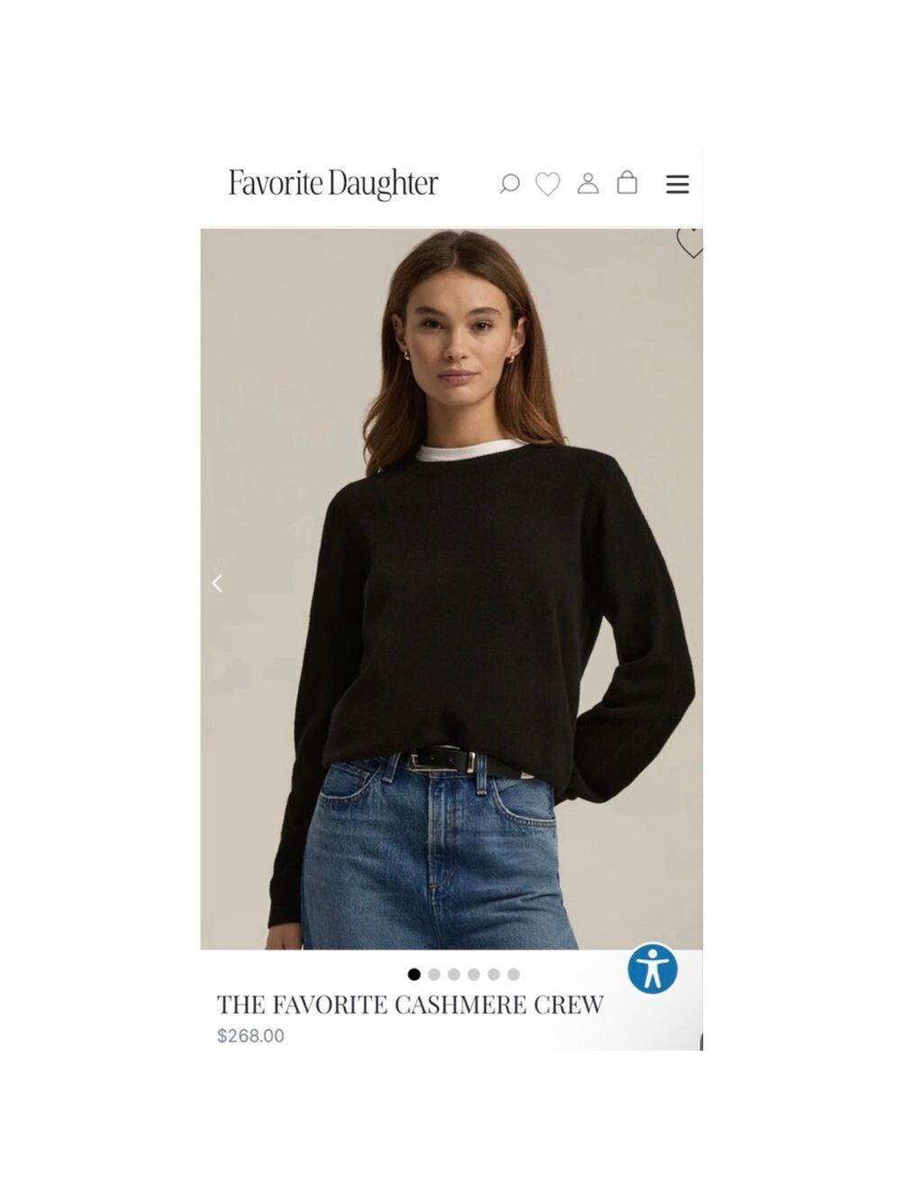 NWT Favorite Daughter Black Cashmere Crew Neck Sweater S